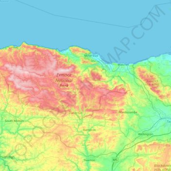 West Somerset topographic map, elevation, terrain