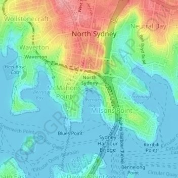 Lavender Bay topographic map, elevation, terrain