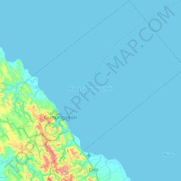 City of Gunungsitoli topographic map, elevation, terrain
