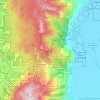 Kingsbury topographic map, elevation, terrain