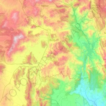 Bucak topographic map, elevation, terrain