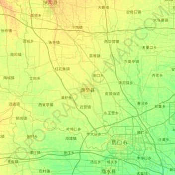 Xihua County topographic map, elevation, terrain
