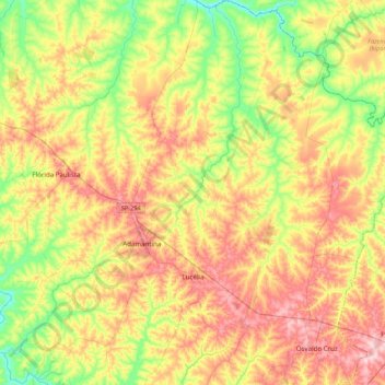 Lucélia topographic map, elevation, terrain