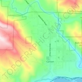 Carson topographic map, elevation, terrain