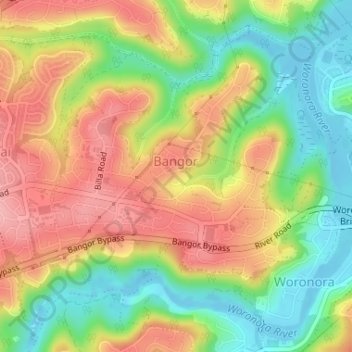 Bangor topographic map, elevation, terrain