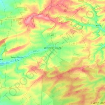 Sommepy-Tahure topographic map, elevation, terrain