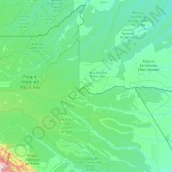 Tahuamanu Province topographic map, elevation, terrain