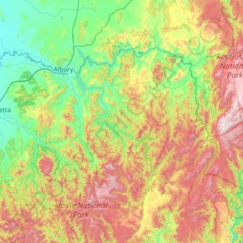 Benambra District topographic map, elevation, terrain