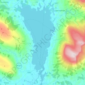 Lough Allen topographic map, elevation, terrain