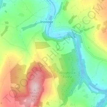 Inistioge topographic map, elevation, terrain