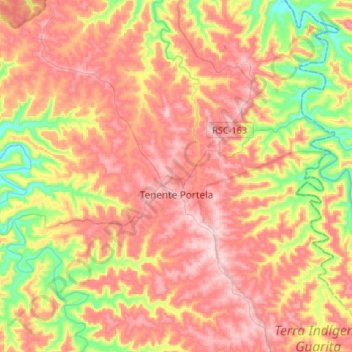 Tenente Portela topographic map, elevation, terrain