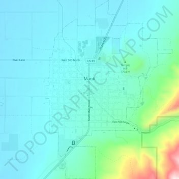 Manti topographic map, elevation, terrain