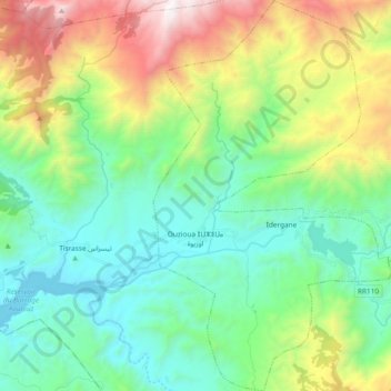 Ouzioua topographic map, elevation, terrain