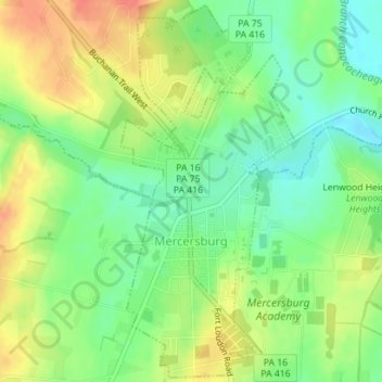 Mercersburg topographic map, elevation, terrain