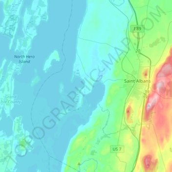 Saint Albans Town topographic map, elevation, terrain