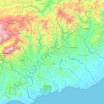 Manufahi topographic map, elevation, terrain