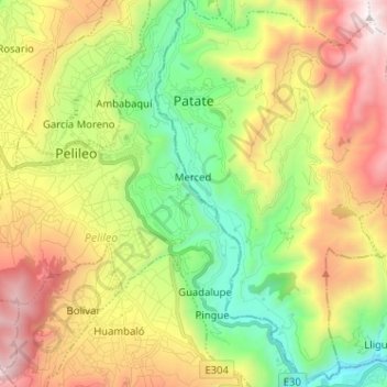 Patate topographic map, elevation, terrain