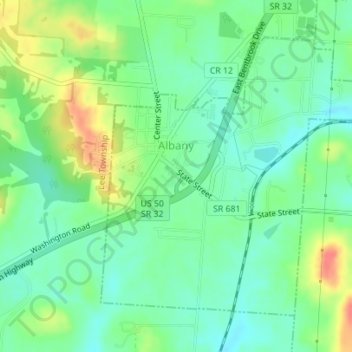 Albany topographic map, elevation, terrain