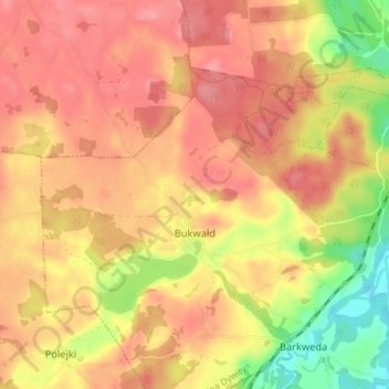 Bukwałd topographic map, elevation, terrain