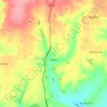 Cubley topographic map, elevation, terrain