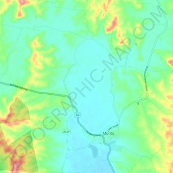 Monto topographic map, elevation, terrain