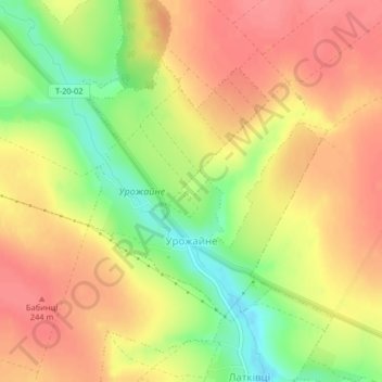 Urozhaine topographic map, elevation, terrain