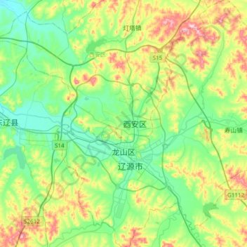 Longshan District topographic map, elevation, terrain