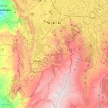 Soacha topographic map, elevation, terrain