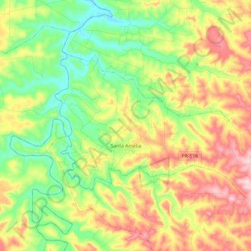 Santa Amélia topographic map, elevation, terrain