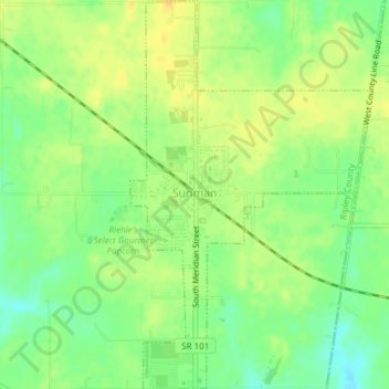 Sunman topographic map, elevation, terrain