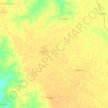 Mangarh topographic map, elevation, terrain