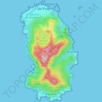 Annobón topographic map, elevation, terrain