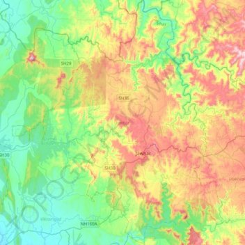 Jawhar topographic map, elevation, terrain