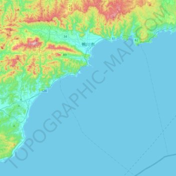 Kamogawa topographic map, elevation, terrain