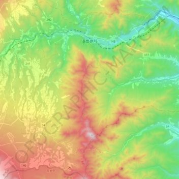 Naganohara topographic map, elevation, terrain