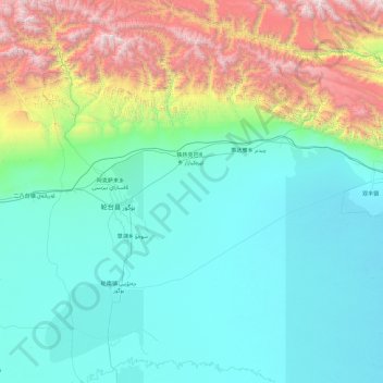 Luntai County topographic map, elevation, terrain