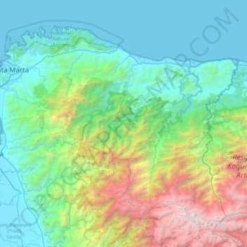 Santa Marta topographic map, elevation, terrain