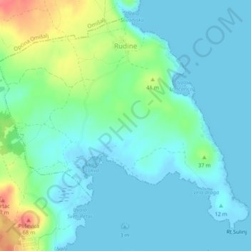 Rudine topographic map, elevation, terrain