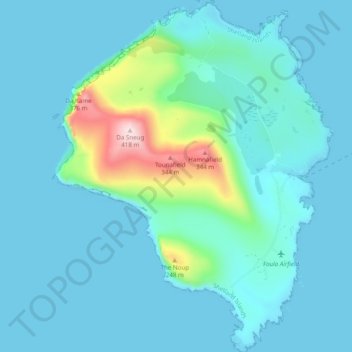 Foula topographic map, elevation, terrain