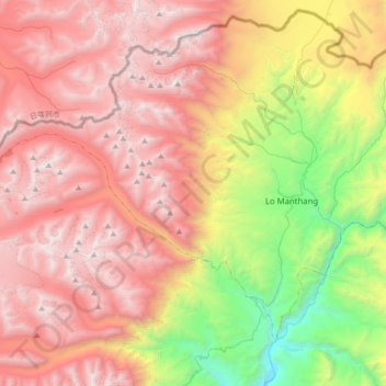 Lo Manthang topographic map, elevation, terrain