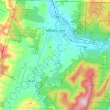 Williamstown topographic map, elevation, terrain