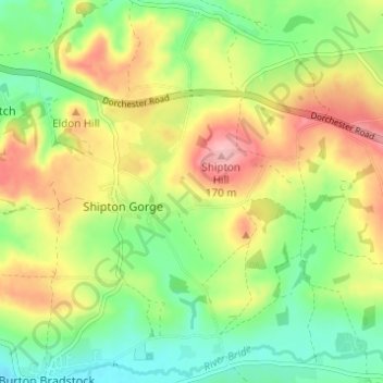 Shipton Gorge topographic map, elevation, terrain