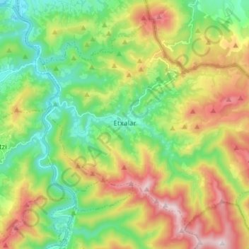 Etxalar topographic map, elevation, terrain