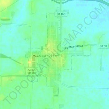 Poseyville topographic map, elevation, terrain