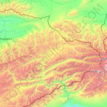 Ak-Suu District topographic map, elevation, terrain