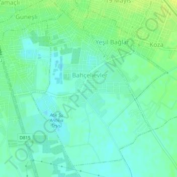 Bahçelievler Mahallesi topographic map, elevation, terrain