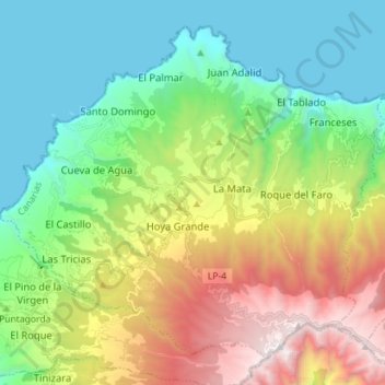 Garafía topographic map, elevation, terrain