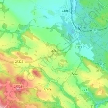 Luka topographic map, elevation, terrain