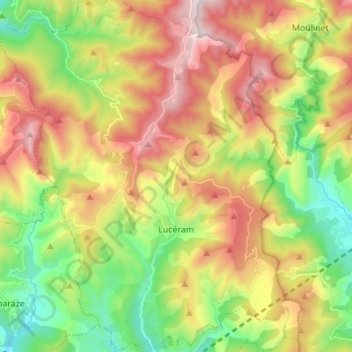 Lucerame topographic map, elevation, terrain