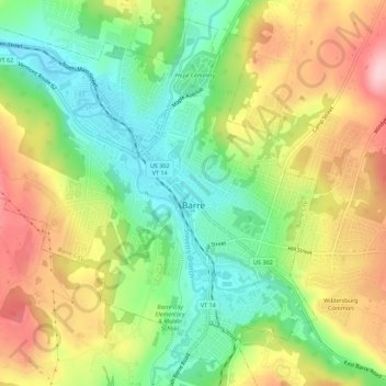 Barre City topographic map, elevation, terrain